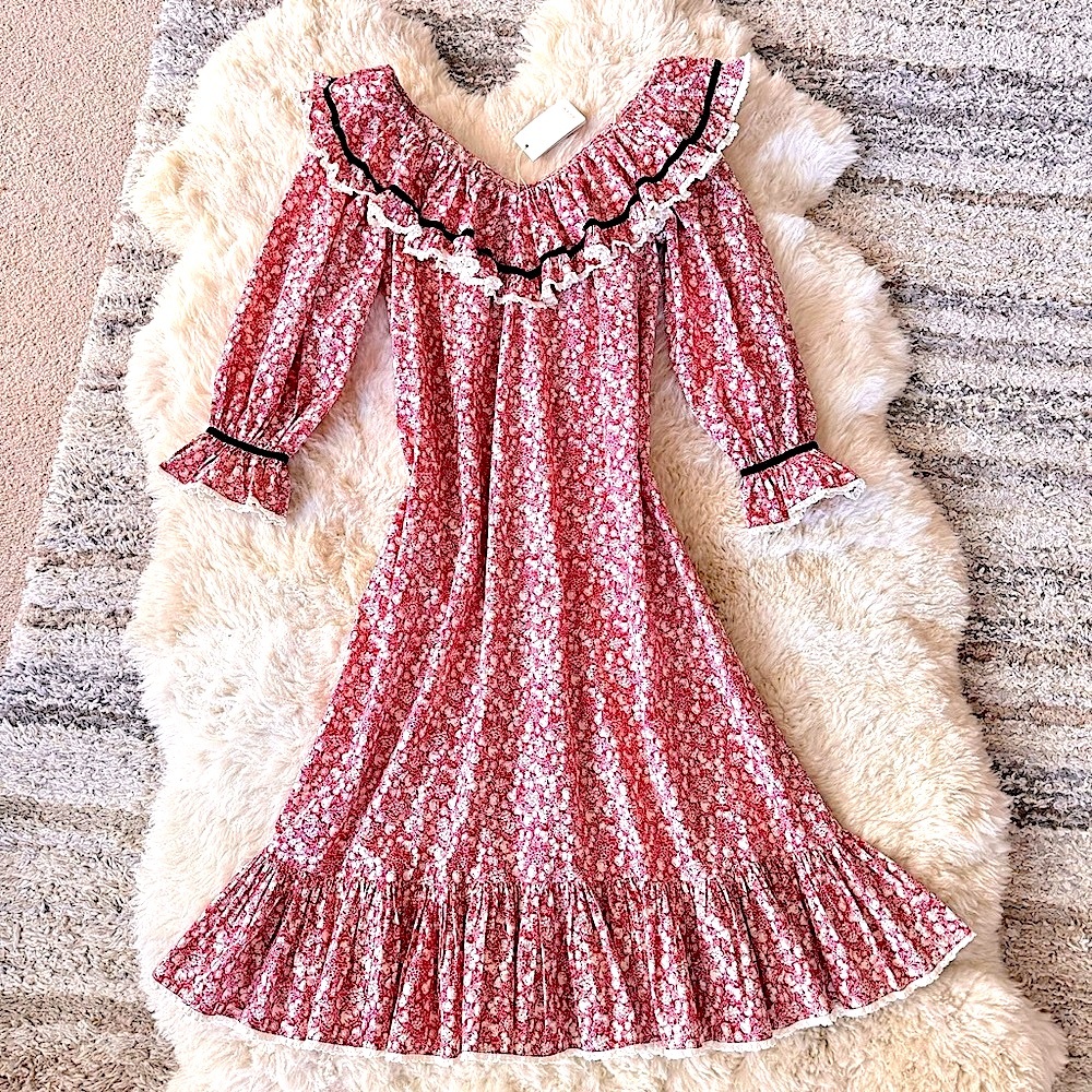 💋SOLD💋✨🍒DÔEN ‘Chaleur’ Nightgown Rouge Pomme Et Poire XS✨ - Picture 3 of 15